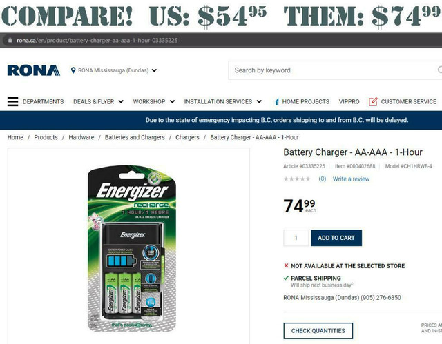 ENERGIZER® AA/AAA 1-HOUR BATTERY RECHARGER WITH 4 AA BETTERIES! - Big Box price $74.99 - Our price only $54.95! in General Electronics - Image 3