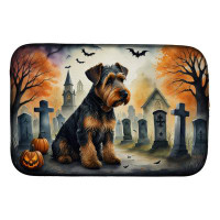 Caroline's Treasures Airedale Terrier Spooky Halloween Dish Drying Mat