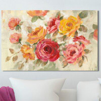 Made in Canada - Red Barrel Studio 'Brushy Roses' Painting Print on Wrapped Canvas