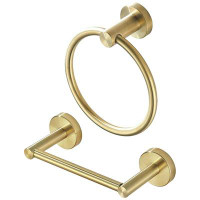 NIERBO 2 Pieces Brushed Gold Bathroom Hardware Set, Double Post Pivoting