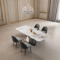 LORENZO Light luxury sintered stone dining table set White