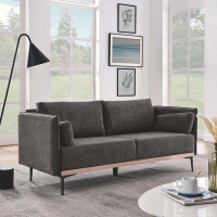 Ebern Designs Modern Sofa 3-Seat Couch With Stainless Steel Trim And Metal Legs For Living Room
