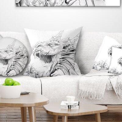 Made in Canada - The Twillery Co. Corwin Abstract Dragon Tattoo Sketch Pillow in Bedding