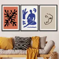 SIGNLEADER SIGNLEADER Framed Canvas Print Wall Art Set Matisse Colourful Plant Dancer Variety Abstract Shapes Illustrati