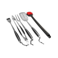 PitMaster King Pitmaster King BBQ Grill & Clean 5Pc Premium Tools Set With Spatula, Tong, Basting Brush, BBQ Fork And Gr