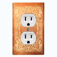 WorldAcc Metal Light Switch Plate Outlet Cover (Vintage The Original Whiskey Yellow Frame Border Orange - Single Toggle)