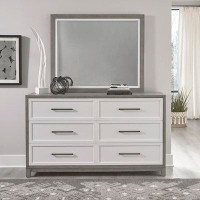 Liberty Furniture Palmetto Heights 6 Drawer 66" W Solid Wood Double Dresser with Mirror
