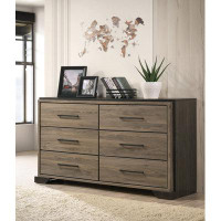 Millwood Pines Quinata 6 Drawer 63.6'' W Dresser in Brown and Light Taupe