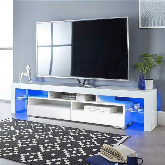 NEW HIGH GLOSS LED TV STAND WHITE S3036 in TV Tables & Entertainment Units in Winnipeg