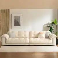 ABPEXI 85.83" Creamy White 100% Polyester Modular Sofa cushion couch