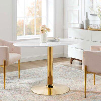 Modway Verne 48" Oval Dining Table In Gold Walnut