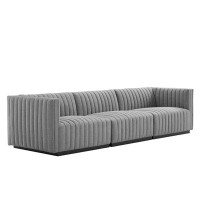 TODAY DECOR Todaydecor Conjure Channel Tufted Upholstered Fabric Sofa