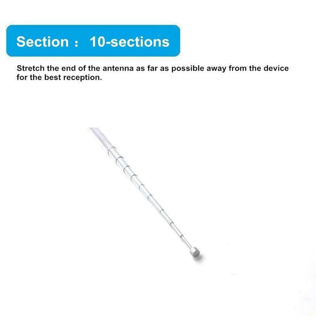 Telescopic FM Radio F Connection Antenna - Male F Connector - 75 Ohm FM Stereo Reception - Screw-In Type - Chrome - in General Electronics in West Island - Image 4