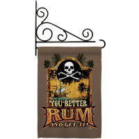 Breeze Decor You Better Rum & Get It - Impressions Decorative Metal Fansy Wall Bracket Garden Flag Set GS107029-BO-03