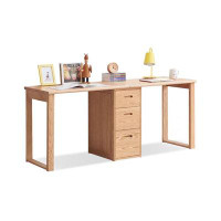 Lilac Garden Tools 86.61" Burlywood Rectangular Solid Wood desks