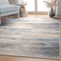 Well Woven Well Woven Abstract Tuscany Mid-Century Modern Brushstroke Flat-Weave Beige Blue Area Rug