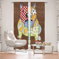 East Urban Home Lined Window Curtains 2-panel Set for Window Size 40" x 82" Marley Ungaro - Pitbull Dog Light Brown