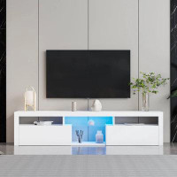 My Lux Decor [Flash Sale]70" Modern Simple LED TV Stand W/2 Storage Cabinet&Open Shelves Wall Mountable For Living Room