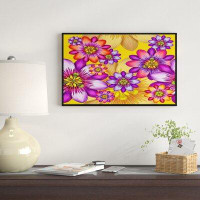 Made in Canada - East Urban Home 'Passion Flowers Pattern' Framed Oil Painting Print on Wrapped Canvas