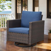 Latitude Run® Valenta Swivel Patio Chair with Cushions (1-Piece)