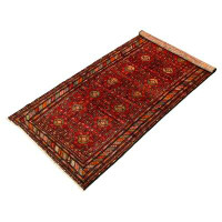 World Menagerie One-of-a-Kind Alura Hand-Knotted 1980s Anatolian Red/Black/Orange 5'2" x 10'6" Runner Wool Area Rug