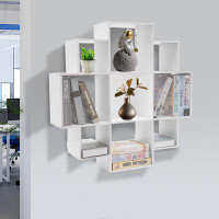 Ebern Designs Khune 35.43" H x 35.43" W Plastic Floating Bookcase