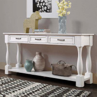 Red Barrel Studio Wood Console Table With 3 Drawers And 1 Bottom Shelf For Entryway