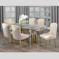 Glass Dining Table with silver and Gold Base on Sale !! Huge Furniture Sale !!