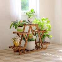 Arlmont & Co. Xzavier Rectangular Multi-tiered Solid Wood Plant Stand