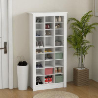 Red Barrel Studio 58" Tall Shoe Cabinet For Entryway, Narrow Shoe Rack Storage Organizer With Open Cubes And Adjustable