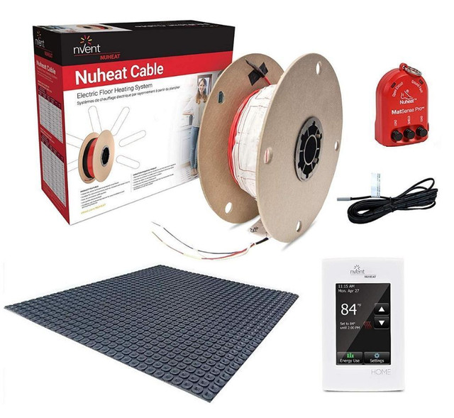 NuHeat Home Comfort Floor Heat Kit: comes with Thermostat, Heat Membrane, Heat Cable, MatSense Pro fault indicator in Heating, Cooling & Air