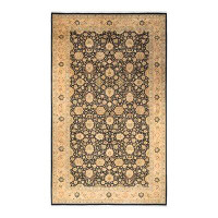 Isabelline Tresvon Mogul One-of-a-Kind Hand-Knotted Black/Brown/Green Area Rug 8'2" x 14'