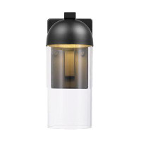 17 Stories 12W LED Integrated Matte Black Outdoor Wall Sconce with Clear Glass Shade