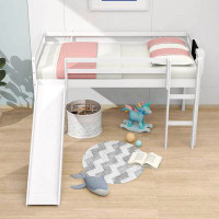 Harriet Bee Fateen Wooden Loft Bed with Slide, Stair and Chalkboard