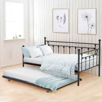 Trent Austin Design 4 Piece Bedroom Set Metal Daybed Frame With Trundle And Nightstand Set