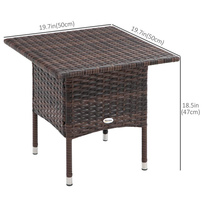 Rattan Side Table 19.7" x 19.7" x 18.5" Brown in Patio & Garden Furniture - Image 3