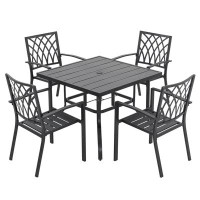 Red Barrel Studio Outdoor 5-piece Dining Set, Stackable Chairs And 37'' Square Dining Table