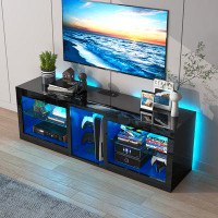Wrought Studio Modern High Gloss LED Entertainment Centre With Adjustable Shelve And LED Light