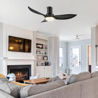 Wrought Studio 45 Inches Smart DC Motor Ceiling Fan With Light, Remote Control, Flush Mounted