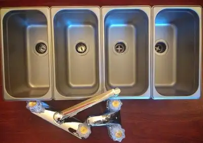 Sinks package for food truck - 3 compartment plus 1 hand wash- includes 2 faucets - Brand new - FREE SHIPPING