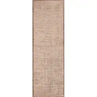 Nazmiyal Collection One-of-a-Kind Solid Abstract Ivory Cream Color Modern Hallway Runner Rug