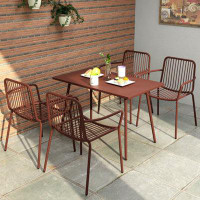 Hokku Designs Audraya Outdoor Table And Chair Combination Of Modern Simple Beverage Shop Leisure Iron Tables And Chairs