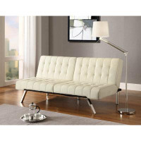 Ebern Designs Splitback Multi-Position Futon Sofa Sleeper In Vanilla