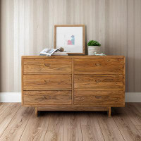 GOLDEN ZOOS Solid Wood Six Drawer Cabinet Elm Wood Simple About Modern Storage Wardrobe Log Multi-Functional Storage Fur