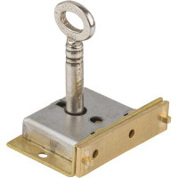 UNIQANTIQ HARDWARE SUPPLY Small Brass Half Mortise Chest or Box Lock with Skeleton Key