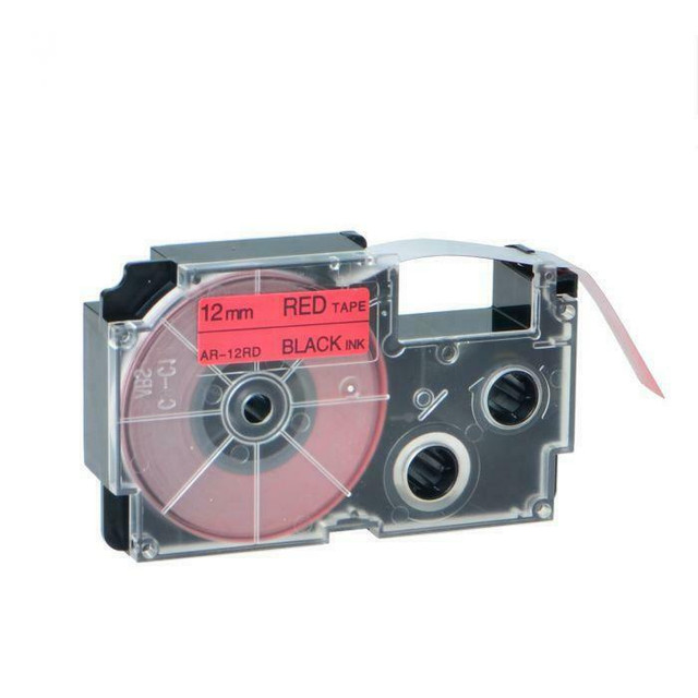 Weekly Promo!  Casio XR-12RD Label Tape, 12mm, Black On Red,  Compatible in Printers, Scanners & Fax