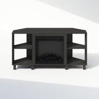 Furinno Jensen One-Piece Storage Credenza with Electric Fireplace Included