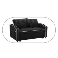 Mercer41 Versatile upholstered sofa with cell phone holder and USB power port, 2 pillows