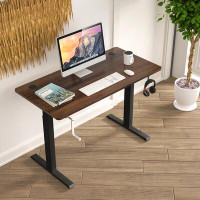 Inbox Zero Inbox Zero 48'' Sit Stand Desk Adjustable Standing Workstation W/crank Handle Black