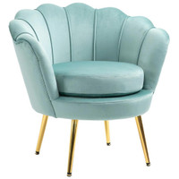 MODERN ACCENT CHAIR, VELVET-TOUCH FABRIC LEISURE CLUB CHAIR WITH GOLD METAL LEGS FOR BEDROOM, GREEN